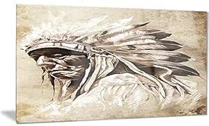Vintage Style Indian Head Tattoo - Digital Art Metal Wall Art - MT7900 ...