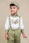 Buy Green Cotton Embroidery Wild Safari Shirt And Suspender Pant Set ...