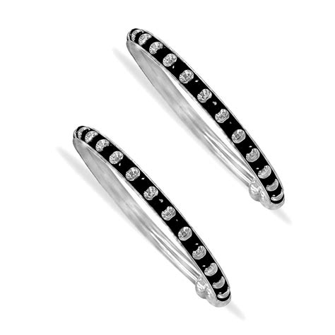 Taraash 925 Sterling Silver Black Beaded Bangle For Kids