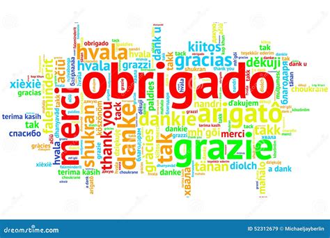Portuguese Obrigado, Open Word Cloud, on White Stock Illustration ...