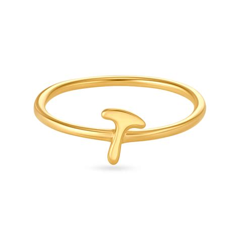 Letter T 14KT Yellow Gold Initial Ring