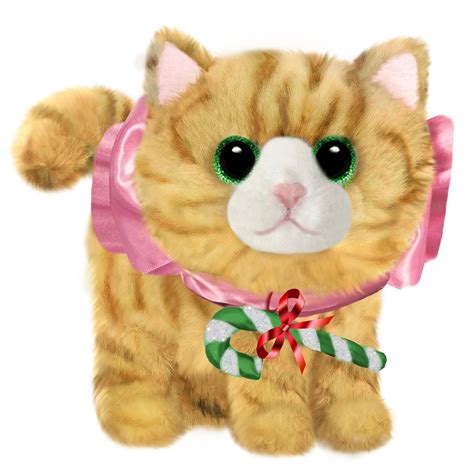 First Main Stuffed Animal Cat Christmas Plush Orange Fluffies 7 ...