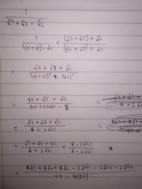 rationalize 1 upon root 7 + root 3 minus root 2 - Brainly.in