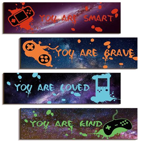 4 Pieces Gaming Decor for Boys Room Wooden Video Game Wall Art Print 11 ...