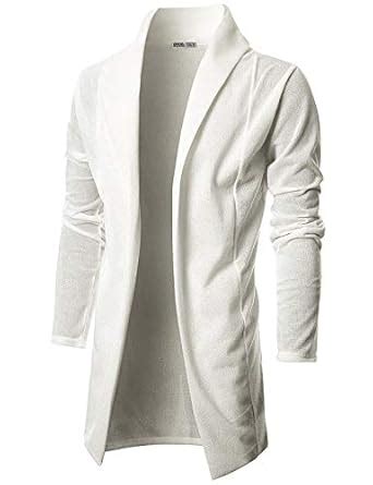 OHOO Mens Long Sleeve Draped Lightweight Open Front Shawl Collar ...