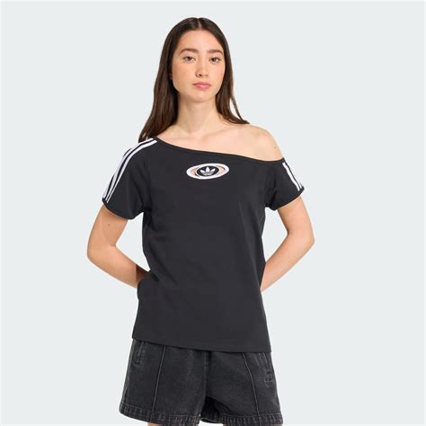adidas Originals Campus 2000 Off Shoulder Tee - Black | adidas Hong Kong