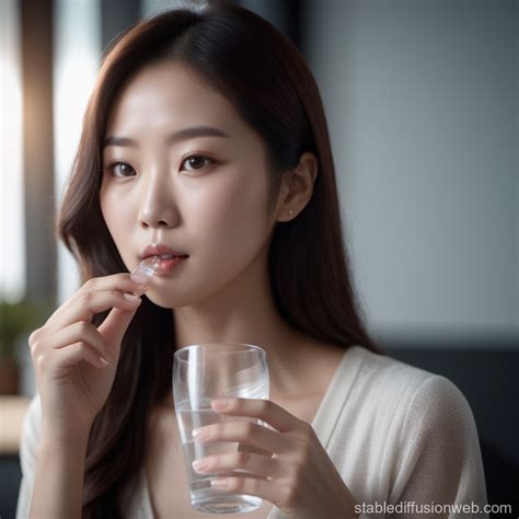 korean woman in her 20s drinking drinking water Prompts | Stable ...