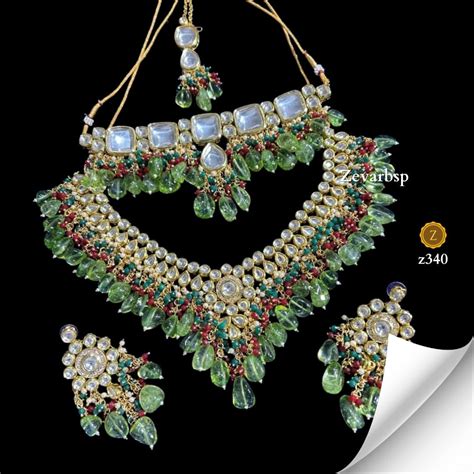 Timeless Green Kundan Necklace Set – Zevar