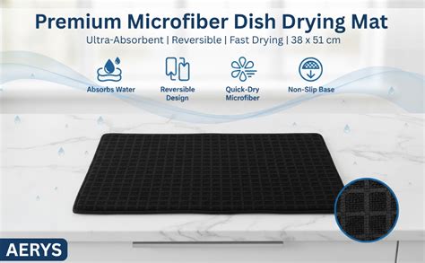 Buy AERYS 38 x 51 cm Dish Dry Mat | Microfiber Home Drying Reversible ...