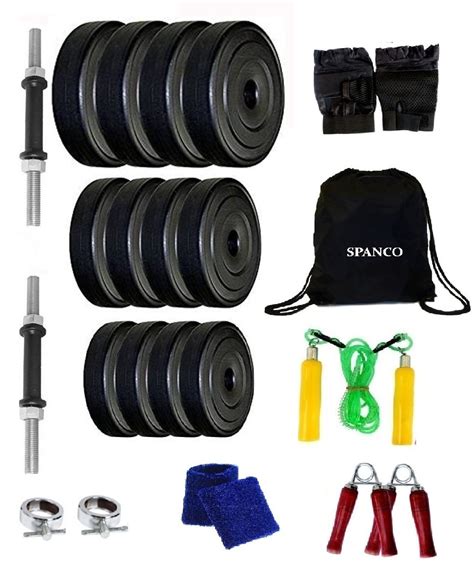 SPANCO Home Gym with Weight Plates 22Kg. (3 Kg. X 4 = 12 Kg. + 2.5 Kg ...