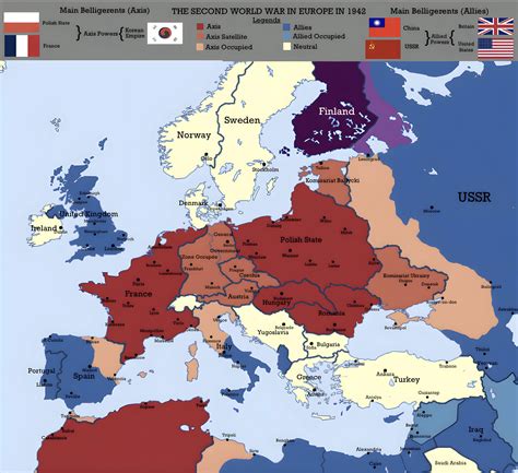 World War 2 Map Of Europe Axis And Allies