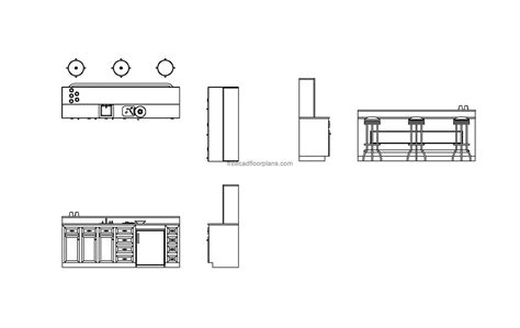 Mini Bar - Free CAD Drawings | Kitchenette cad block, Bar design cad ...