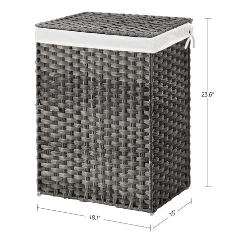 SONGMICS Handwoven Laundry Hamper, 23.8 Gal (90L) Synthetic Rattan ...