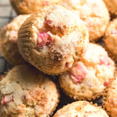 Sour Cream Rhubarb Muffins (tender + moist)