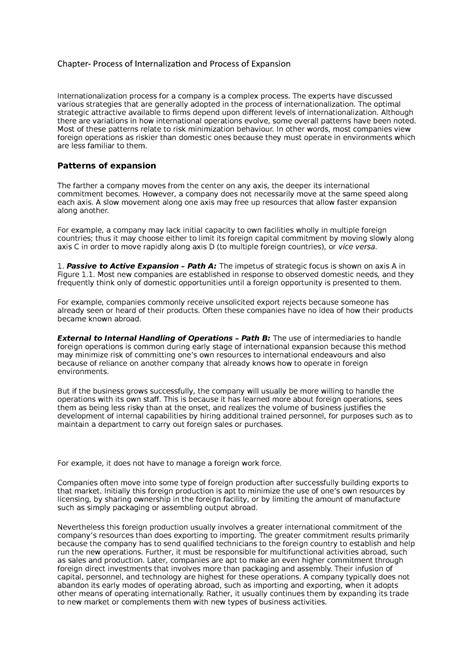Chapter- Process of Internalization and Process of Expansion - Chapter ...