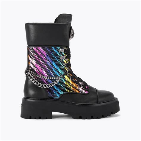 KENSINGTON COMBAT BOOT Rainbow Woven Combat Boot by KURT GEIGER LONDON