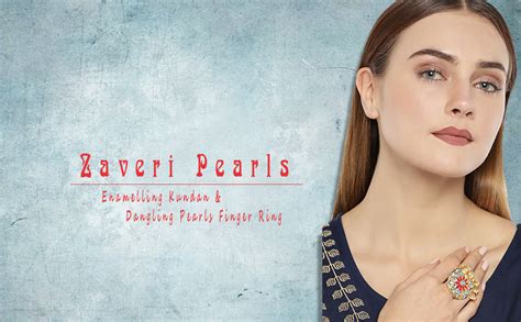 ZAVERI PEARLS Gold Tone Embellished With Kundan & Meenakaari Adjustable ...