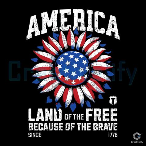 America Land Of The Free Sunflower Svg - CreativeLify
