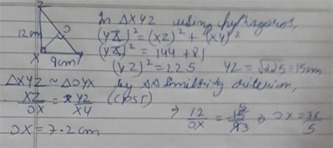 XYZ is a right angled triangle with angleX = 90 degree, XY = 9 cm ...