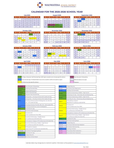 Wauwatosa School Calendar WI 25-26 Revised [PDF] - EduCounty