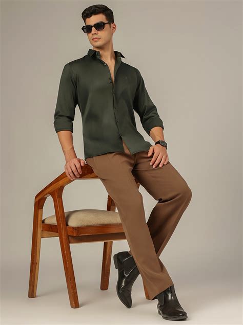 Dark Green Premium Party Wear Formal Satin Shirt For Men - Dennison ...