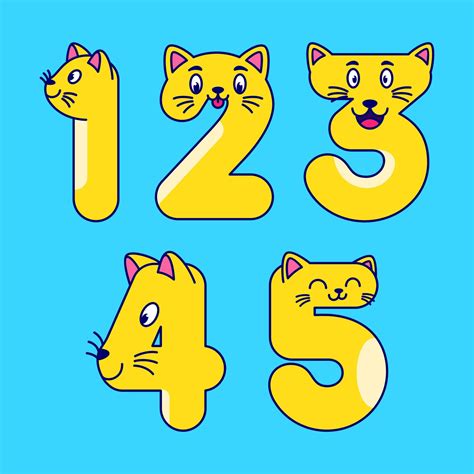 number 12345 like a cute cat vector illustration. cartoon cat birthday ...