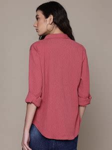 Roadster Women Self Design Casual Maroon Shirt - Buy Roadster Women ...