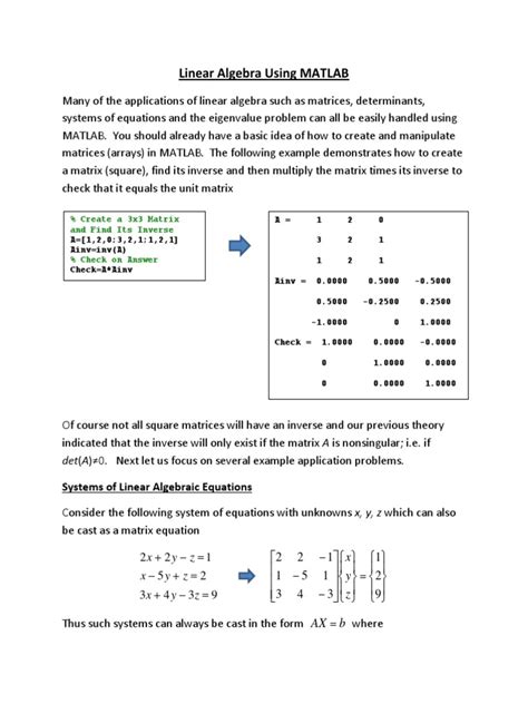 Image result for MATLAB Linear Algebra Function