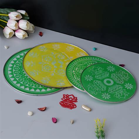 Buy eCraftIndia Set of 4 Designer Diwali Rangoli Stencils for Door ...
