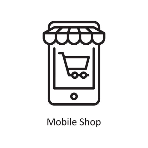 Mobile Shop Vector Outline Icon Design illustration. Business and Finance Symbol on White ...