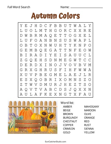 Autumn Word Search Easy Fall Word Search
