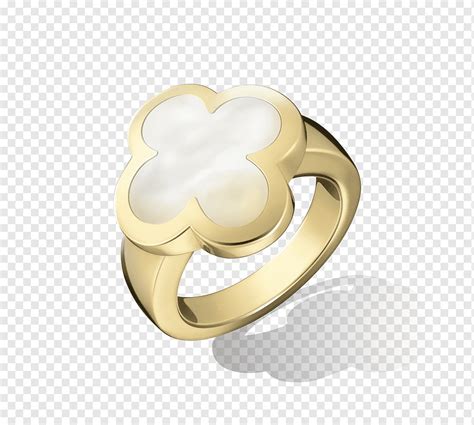 Earring Colored gold Nacre, Van cleef, white, ring, heart png | PNGWing