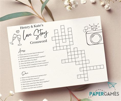 Custom Wedding Crossword Puzzle | Personalized Bridal Shower Crossword ...