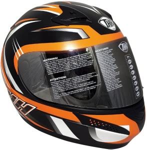 THH HELMETS T-76 Xtreme Full Face Single Shield Helmet (Black/Orange ...