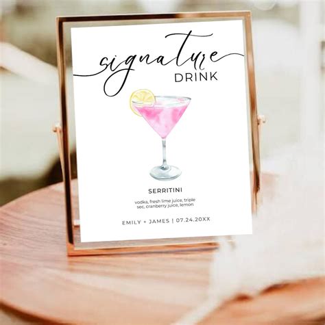 Signature Cocktail Sign, Signature Drink Sign, Cocktail Menu, Bar Menu ...