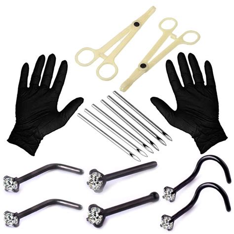 Unihubys Piercing Kit - 22Pcs Professional Nose Piercing Kit 20G Nose ...