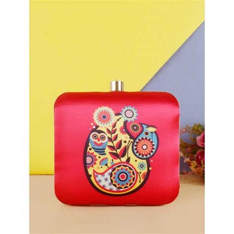 Buy SWISNI Printed Red Box Clutch (S) Online