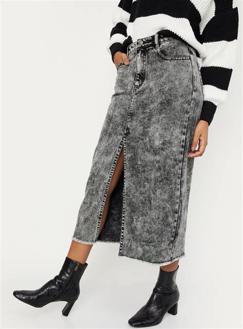 Buy ALAYA F x URB_N Women Front Slit Denim Skirt Online at just Rs ...