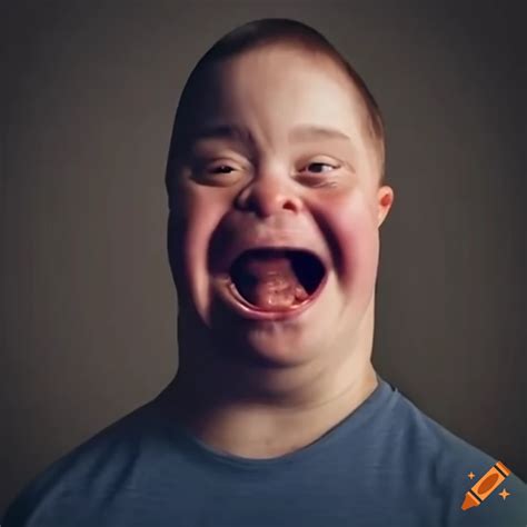 Smiling man with down syndrome on Craiyon