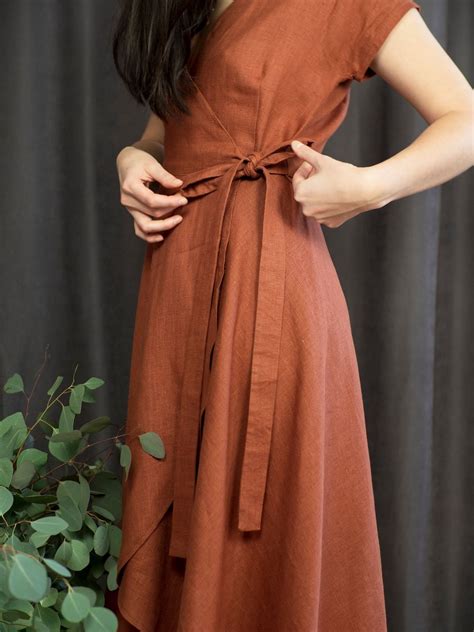 Linen Wrap Dresses for Women, Wrap Dress Midi, Summer Wrap Dress, Linen ...