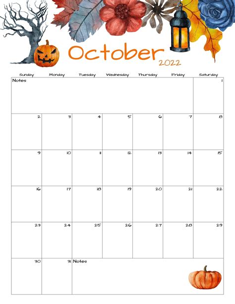 Printable Blank Calendar October 2022