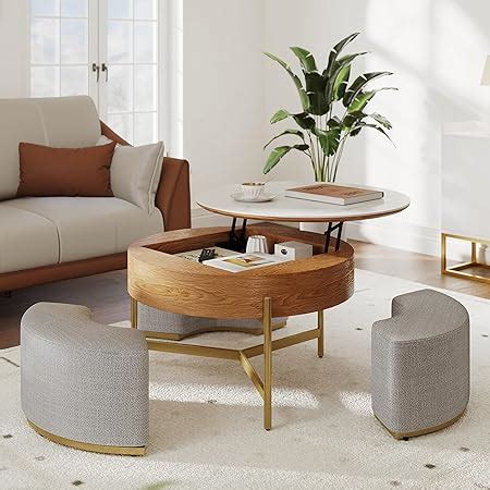 Lift-Top Round Coffee Table for Living Room, Modern India | Ubuy