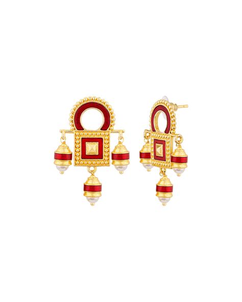 Buy Voylla Temple Bell Tiny Drop Earrings Online