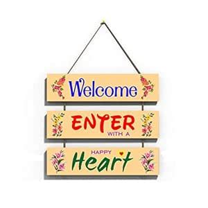 CVANU Welcome Enter Heart Wall Hanging Board Plaque Sign for Room ...