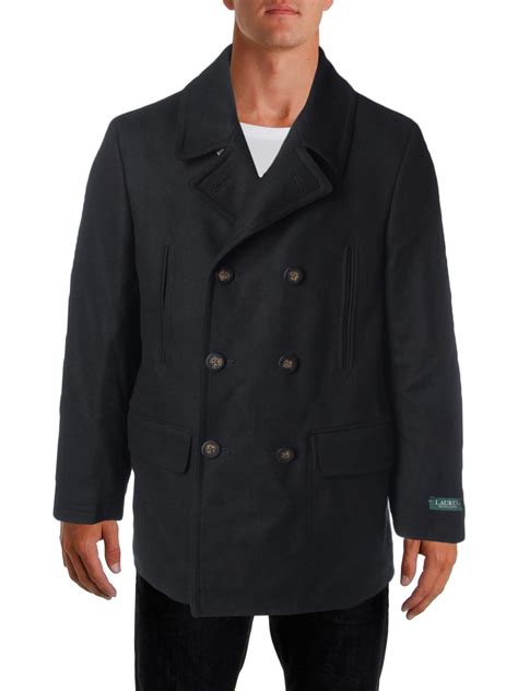 Lauren Ralph Lauren Mens Wool Blend Double-Breasted Pea Coat - Walmart.com