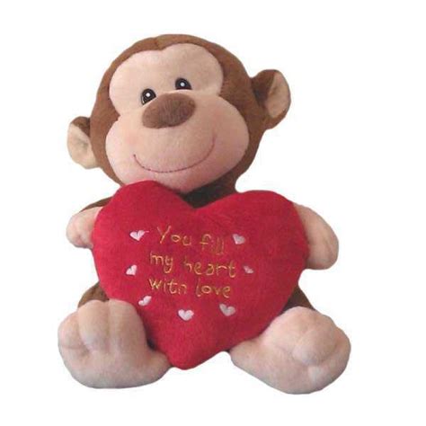 Buy Cute 15 Inch Brown Smiley Monkey with Beautiful Red Heart Online at ...