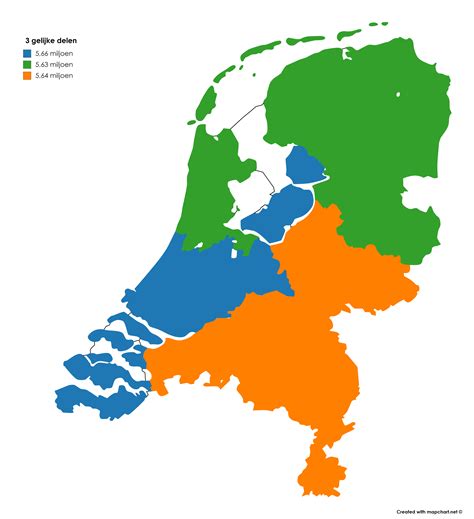 The Netherlands divided into three regions of equal population #Netherlands #Nederland : r/MapPorn