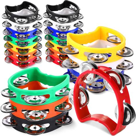 Amazon.com: 20 Pieces Plastic Percussion Tambourines Half Moon ...