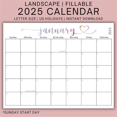 Buy 2025 Printable Calendar | 2025 Calendar PDF | 2025 Editable ...
