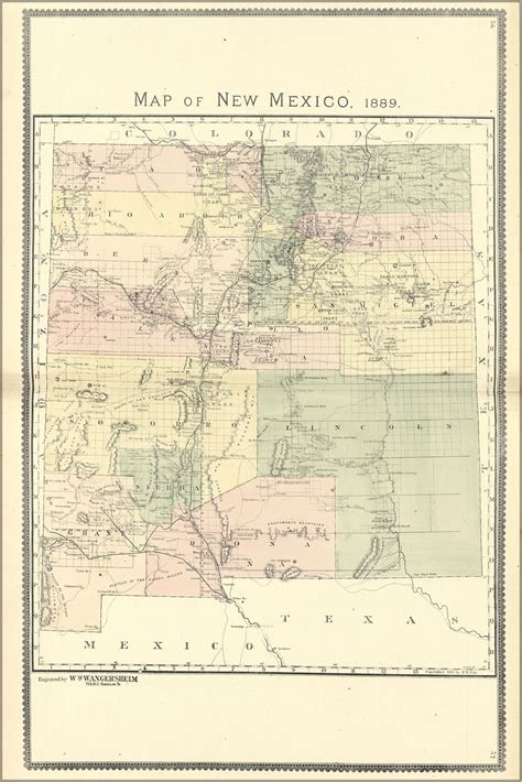 Buy 24x36 Gallery Poster, Map of New Mexico 1889 Online at Lowest Price ...